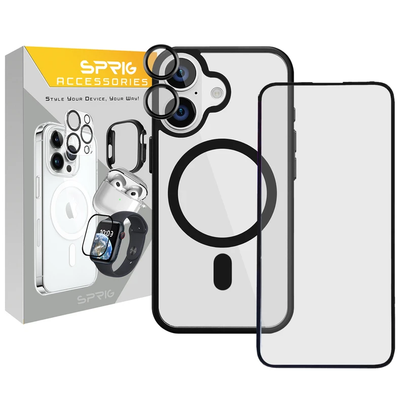 کاور اسپریگ مدل BRD Magsafe-Ring مناسب برای گوشی موبایل اپل Iphone 16 به همراه محافظ صفحه نمایش و محافظ لنز دوربین