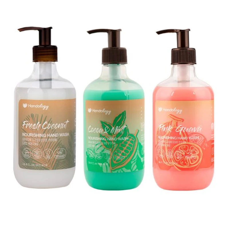 مایع دستشویی هندولوژی مدل نعناشکلات، گواوا نارگیل حجم 500 میلی لیتر بسته 3 عددی