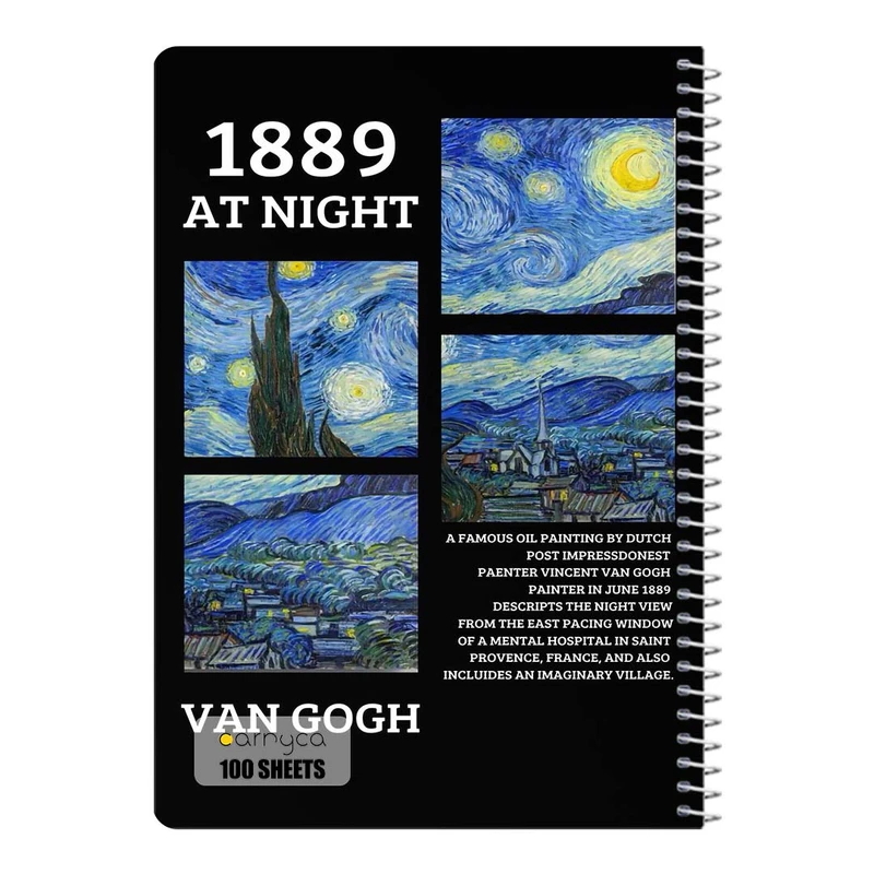 دفتر مشق 100 برگ سیمی کارنیکا طرح شب پرستاره فانتزی ون گوگ Fantasy Starry Night Van Gogh کد 79646