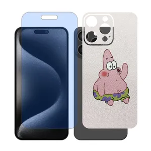Glass Together model anti blue matte screen protector suitable for Apple iPhone 15 Pro Max mobile phone with cover sticker on the back of the phone