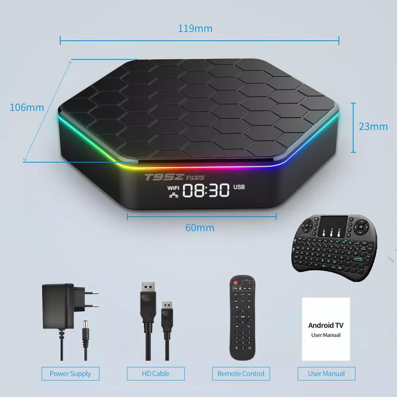 اندروید باکس مدل T95Z plus 4/64GB به همراه کیبورد i8