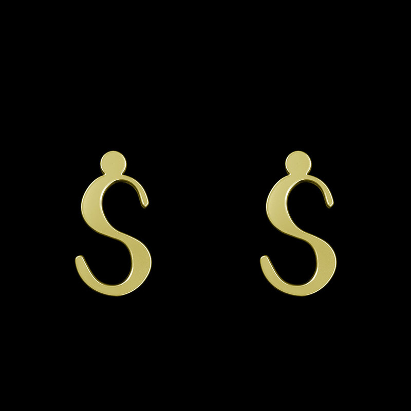 گوشواره طلا 18 عیار زنانه مدوپد مدل حرف S کد GA1-16807