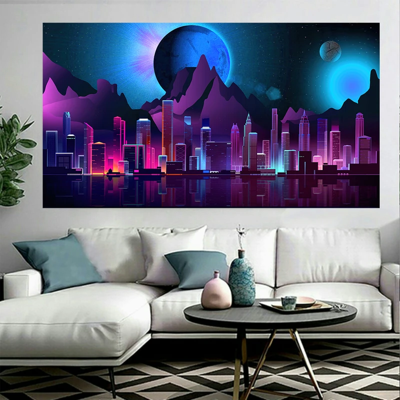 پوستر طرح شهر فضایی نئونی کد AR10010