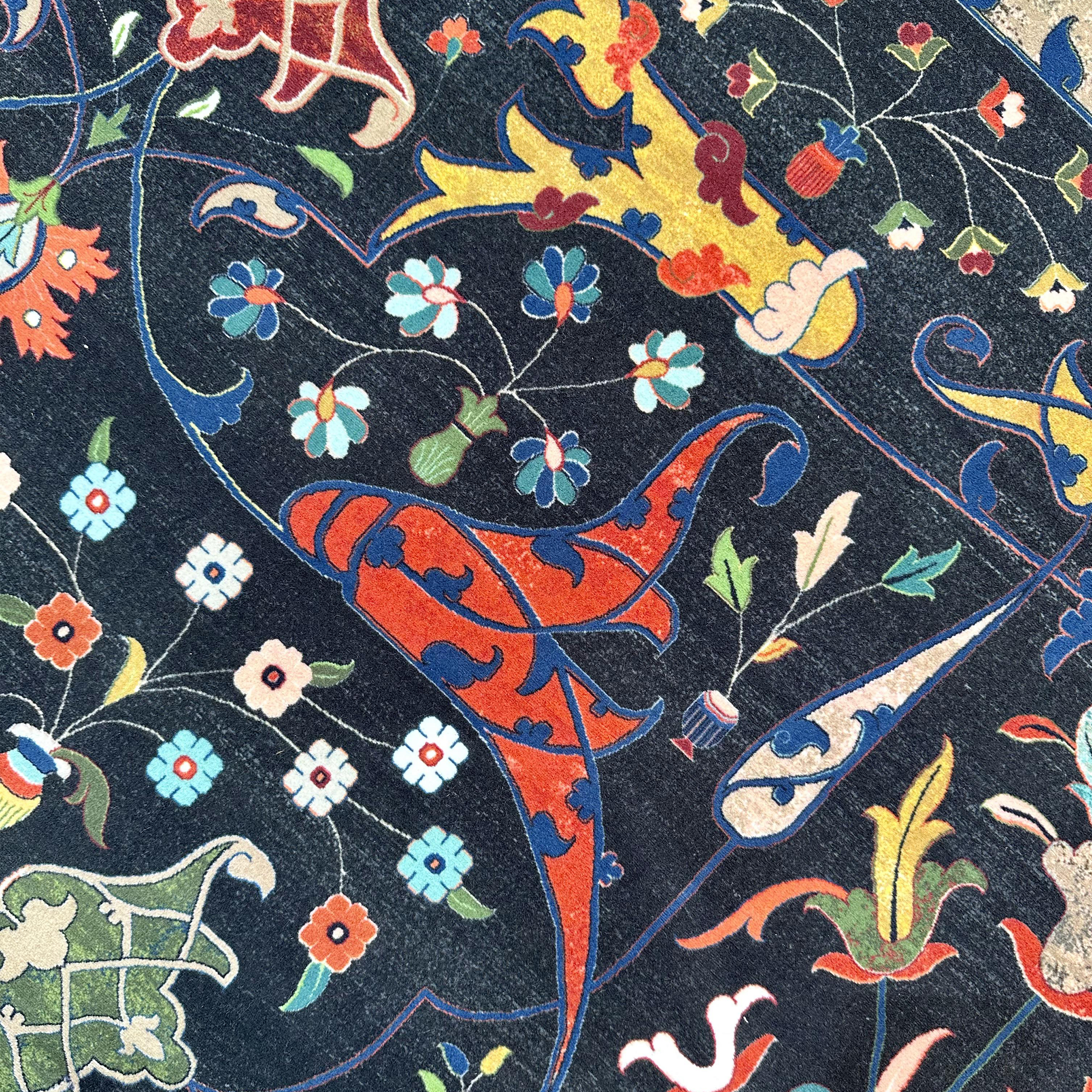 فرش ماشینی مرینوس طرح رها کد 1.00004 زمینه مشکی