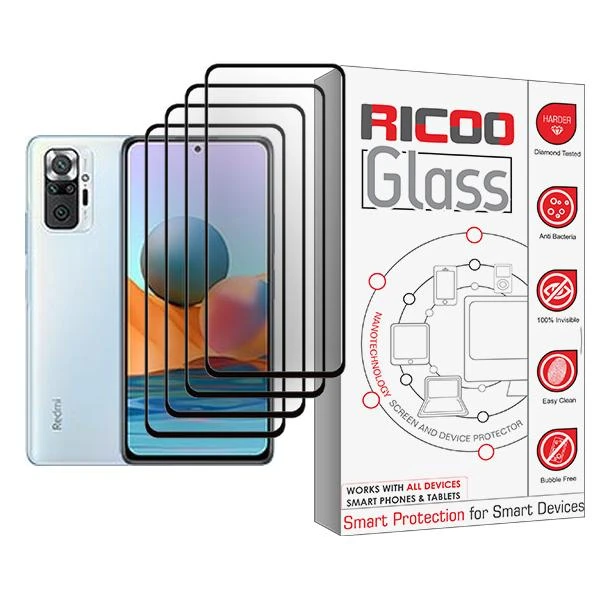 محافظ صفحه نمایش ریکو مدل Ricoo Glass MIX004 مناسب برای گوشی موبایل شیائومی Redmi Note 10 Pro بسته چهار عددی