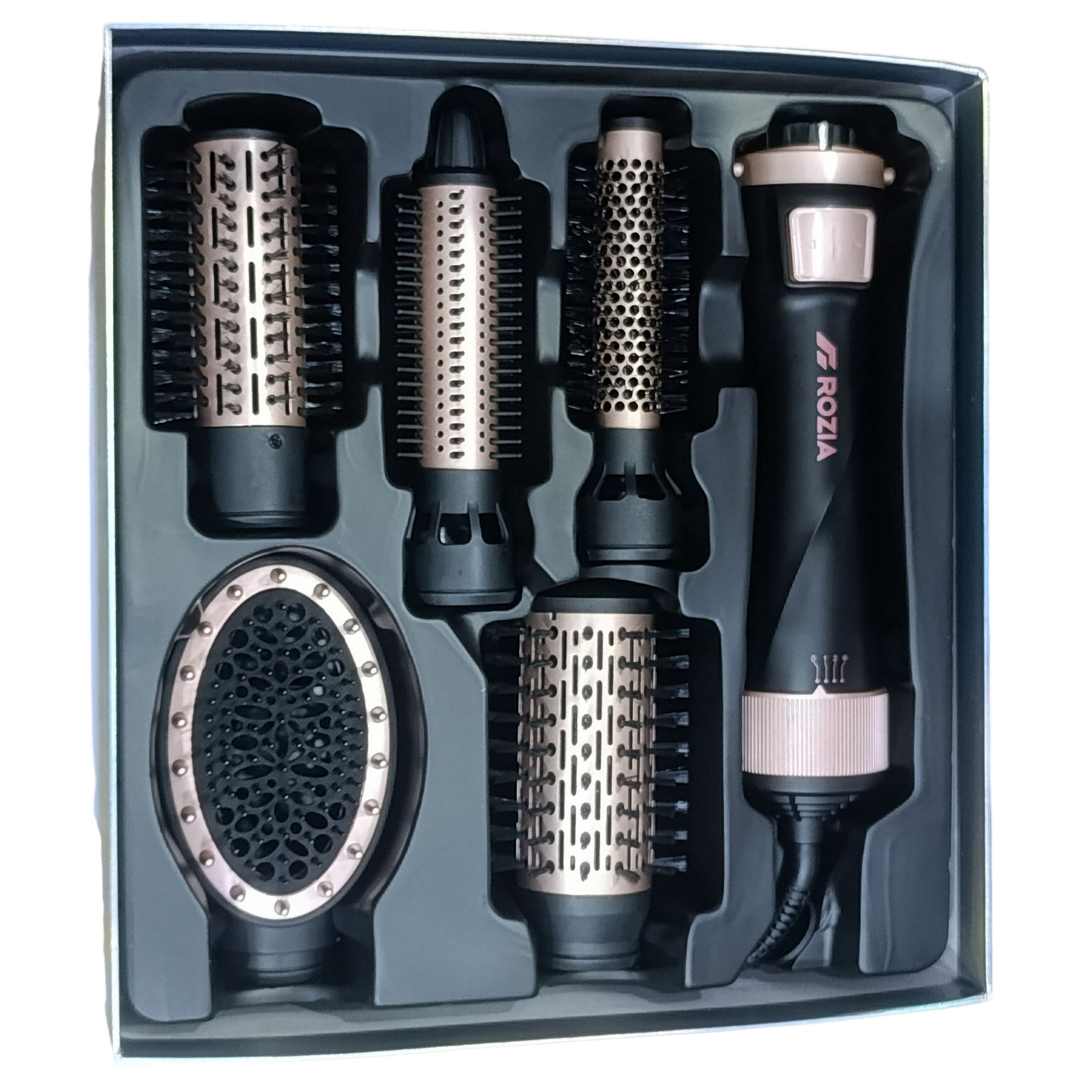 سشوار برس‌دار چرخشی 1000 وات روزیا مدل HC8115 5in1