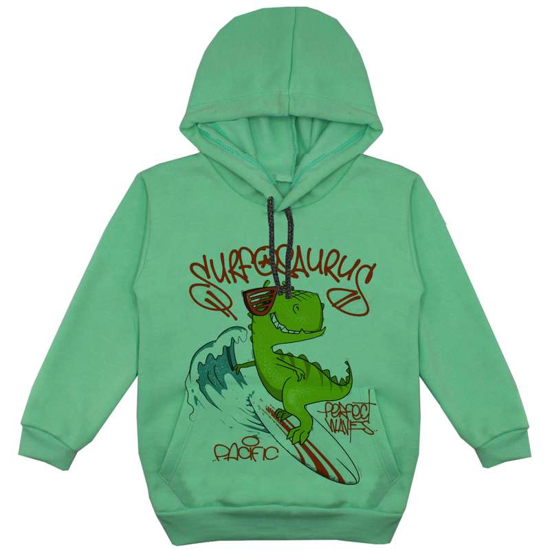 هودی پسرانه مدل دانیاسور موج سوار F219 رنگ سبز