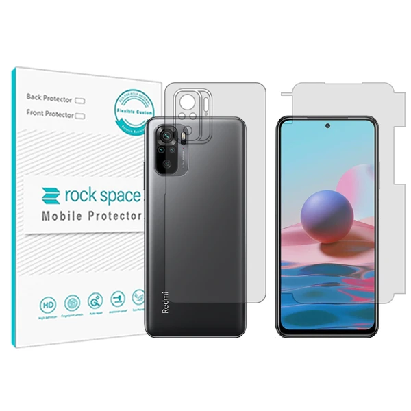 محافظ صفحه نمایش شفاف راک اسپیس مدل HyGEL مناسب برای گوشی موبایل شیائومی Redmi Note 10 S به همراه محافظ پشت