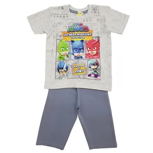 ست تی شرت و شلوارک پسرانه مدل PJ Mask کد 6765 رنگ طوسی