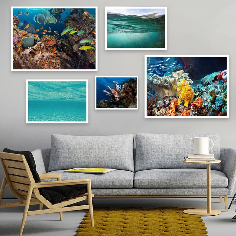 تابلو بکلیت طرح موج دریا و طبیعت اقیانوس مدل W-930 مجموعه 5 عددی