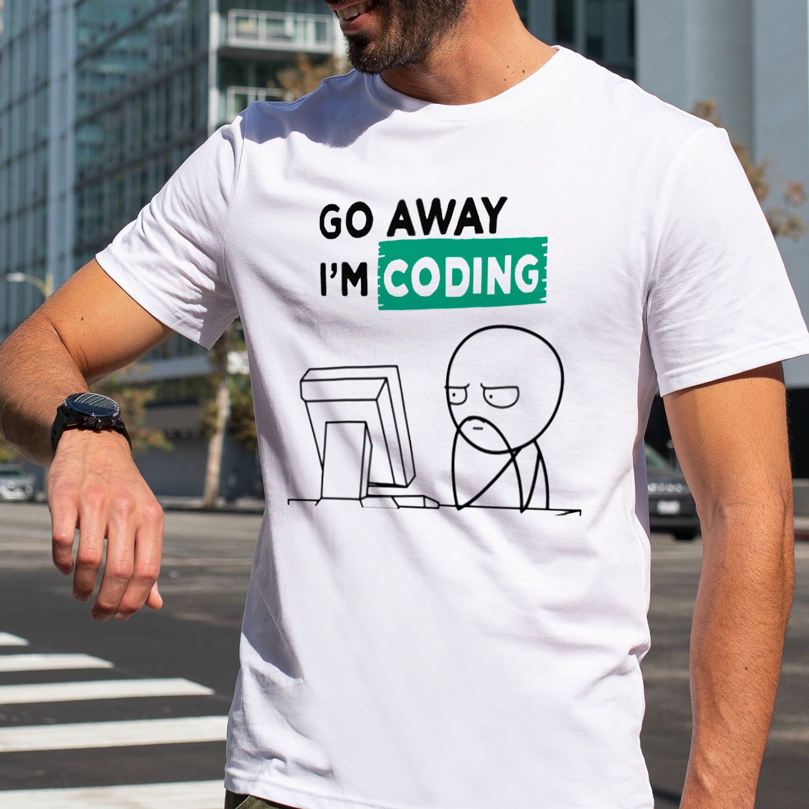 تی شرت آستین کوتاه مردانه هومرو مدل TW408 طرح برنامه نویسی -  - 7