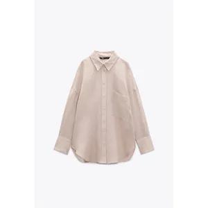 شومیز آستین بلند زنانه زارا مدل BEIGE-PINK-7558/387