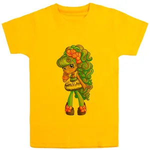 تی شرت آستین کوتاه دخترانه مدل دختر D130 رنگ زرد