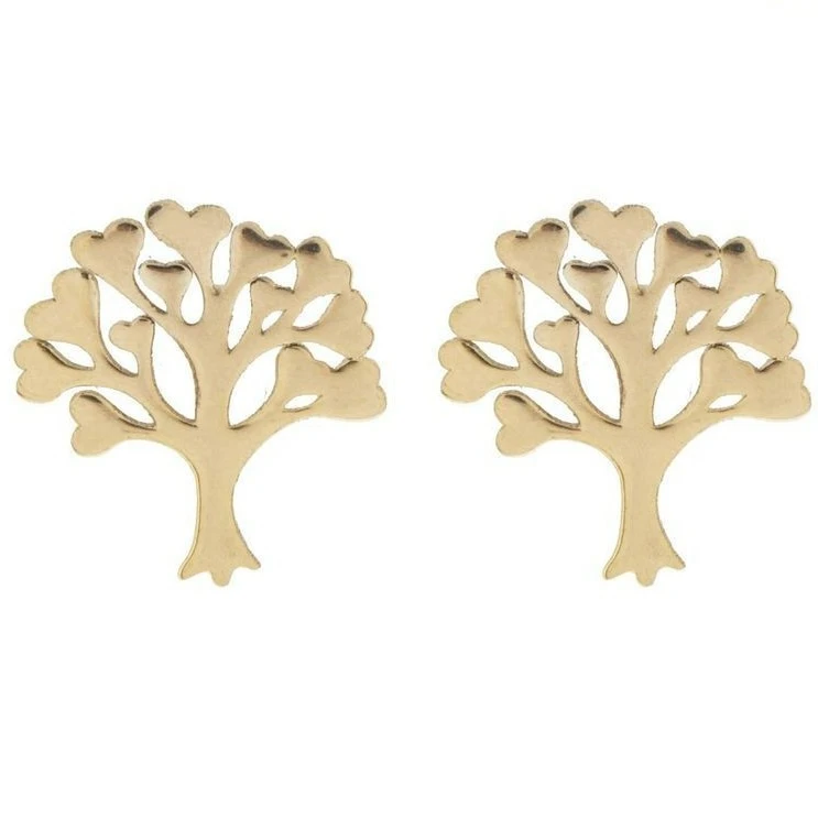 گوشواره میخی طلا 18 عیار زنانه نیکان گلد مدل درخت 1123