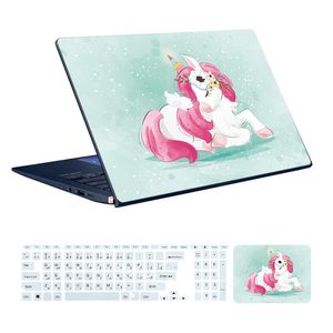نقد و بررسی استیکر لپ تاپ توییجین و موییجین طرح Unicorn کد 02 مناسب برای لپ تاپ 15.6 اینچ به همراه برچسب حروف فارسی کیبورد توسط خریداران