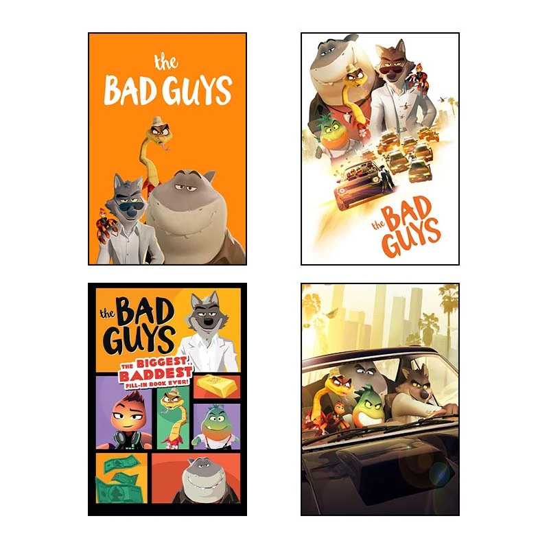 تابلو شاسي کارنيکا طرح آدم‌بدها The Bad Guys کد 12665 مجموعه 4 عددی