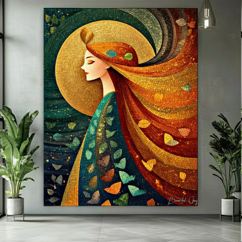 پوستر طرح نقاشی پرتره مدل ماه کد BK24495