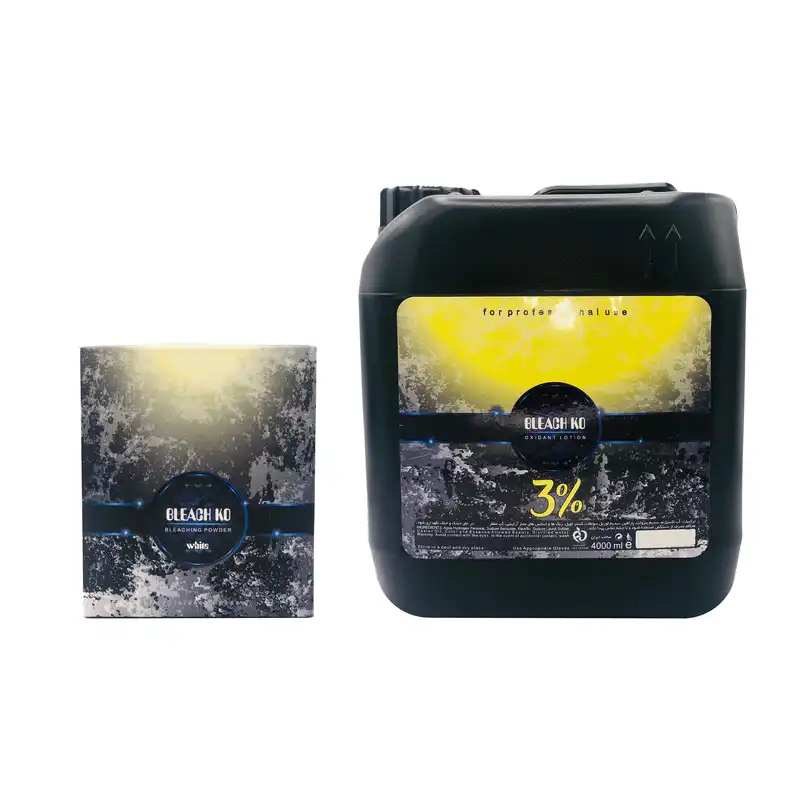 پودر دکلره بلیچ کو مدل WH وزن ۵۰۰ گرم به همراه اکسیدان بلیچ کو مدل 10Vol سه درصدی حجم 4000 میلی لیتر