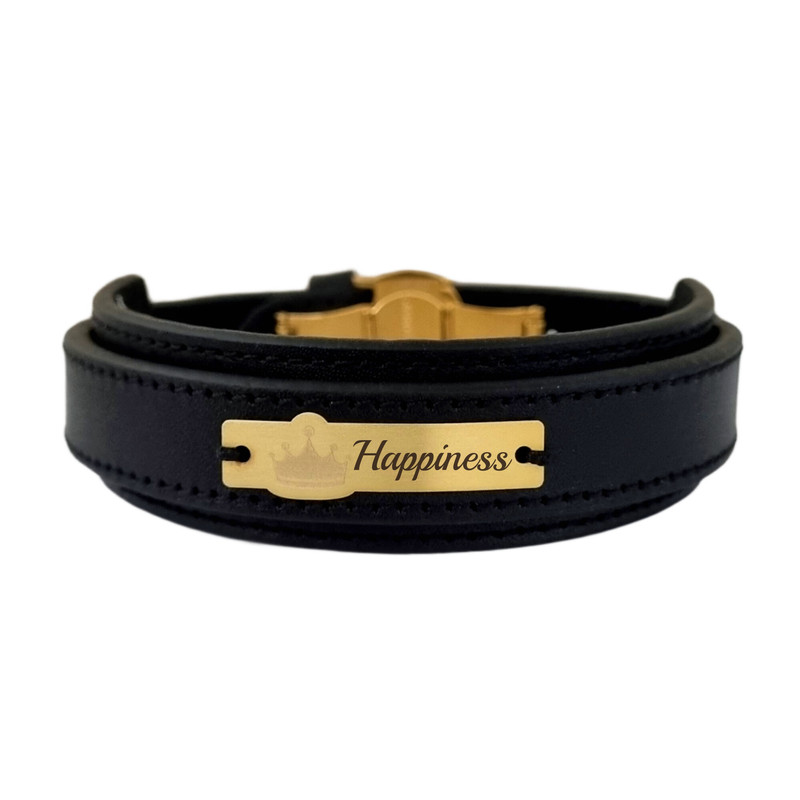 دستبند طلا 18 عیار مردانه لیردا مدل کلمه Happiness