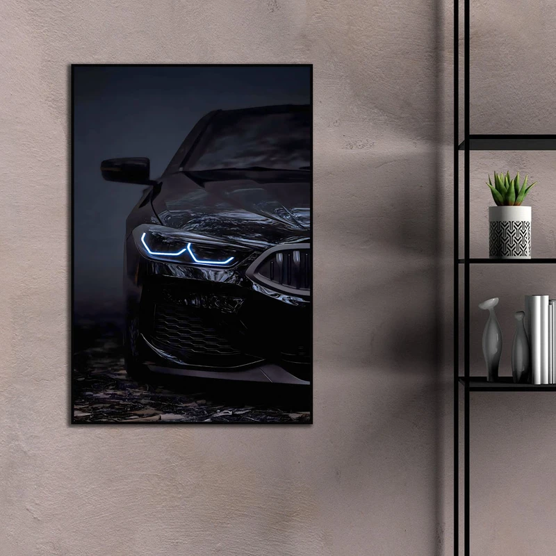 تابلو نوری بکلیت طرح ماشین بی ام و مدل B-D2176 فریم مشکی