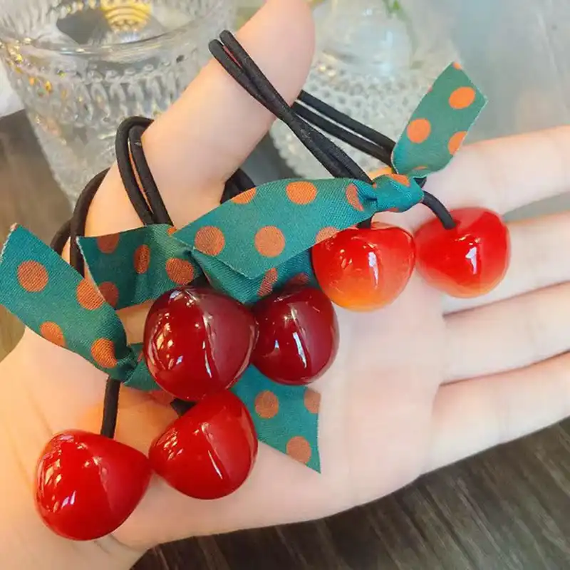 کش مو زنانه مدل آلبالو گیلاس بسته 4 عددی