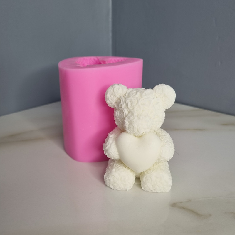 قالب شمع مدل خرس تدی گل گلی قلب به دست کد C 06CM