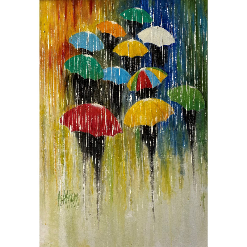 تابلو نقاشی رنگ روغن طرح باران کد 110