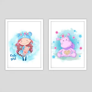 تابلو کودک و نوزاد جیک جیک مدل دختر و هیپو مجموعه دو عددی