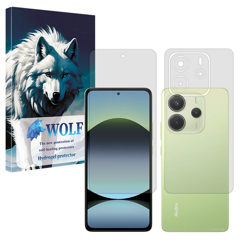 محافظ صفحه نمایش مات ولف مدل Tough مناسب برای گوشی موبایل شیائومی Redmi Note 14 4G به همراه محافظ پشت گوشی