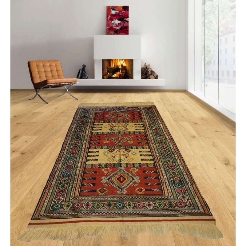 گلیم دستباف دومتری طرح هندسی مدل HA3