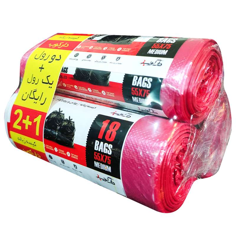  کیسه زباله دارکوب مدل DAR_ZROLPIINK-MED18 سه بسته 18 عددی
