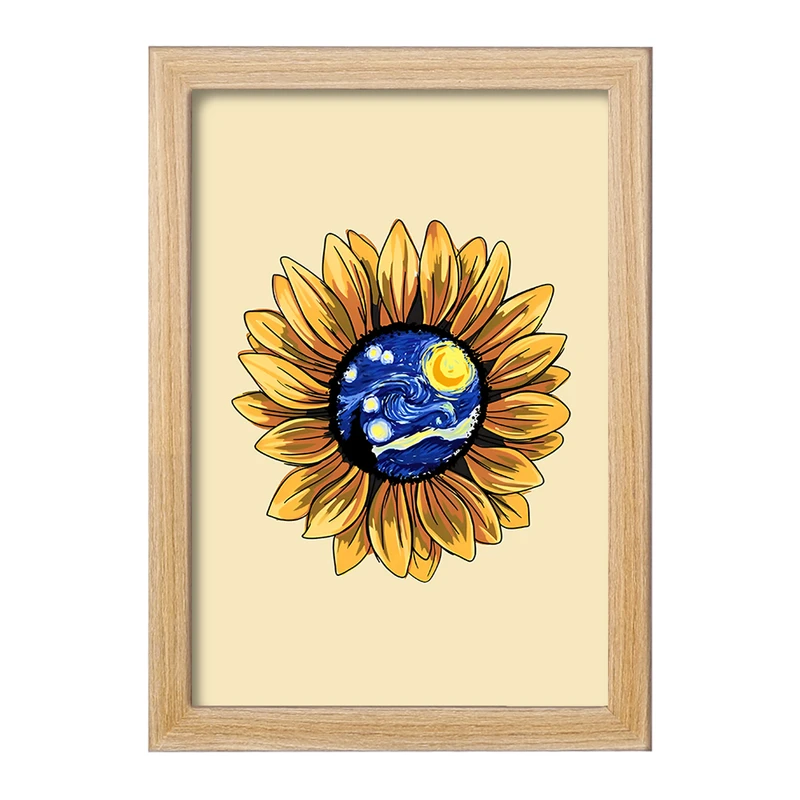 تابلو خندالو مدل گل آفتابگردان ونسان ونگوگ کد F12857