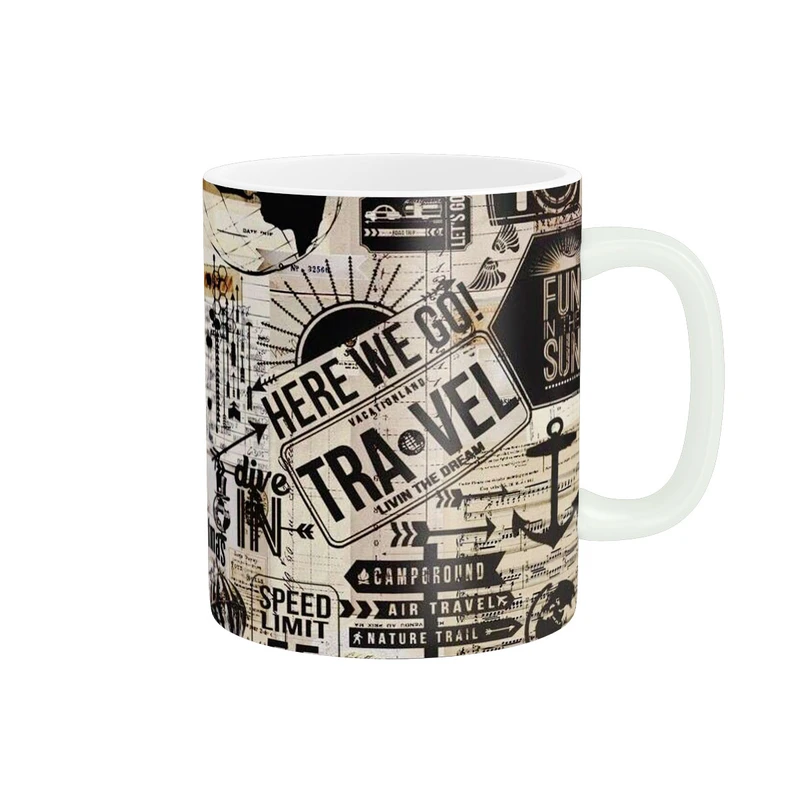 ماگ پاد آفرین مدل تایپوگرافی سفر نقش روزنامه ای کد 2547