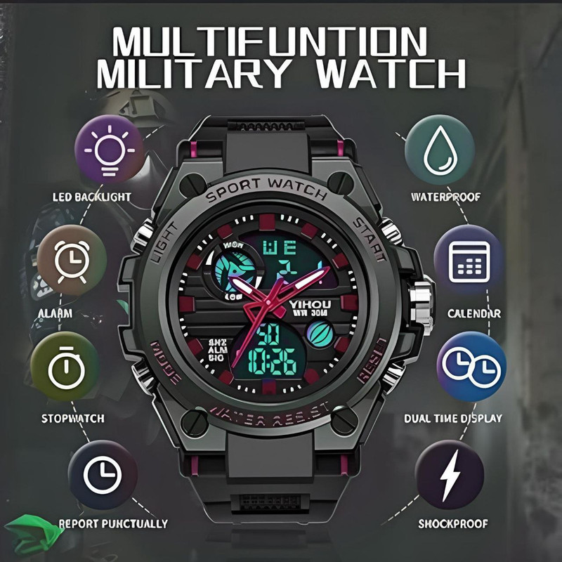 ساعت مچی دیجیتال مردانه مدل دوزمانه009 ساعت مچی دیجیتال مردانه مدل دوزمانه009