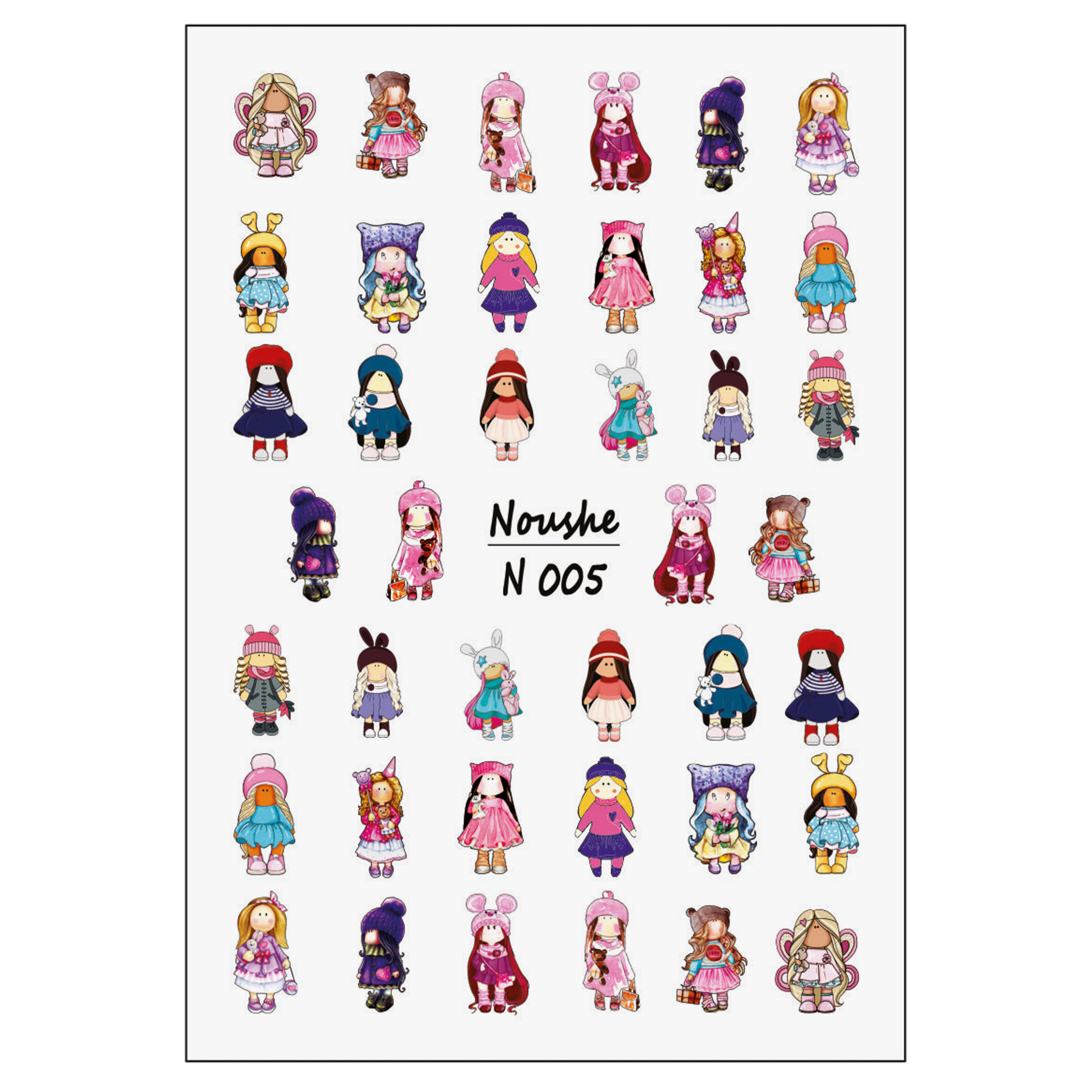 برچسب لنز ناخن مدل عروسک روسی کد N005