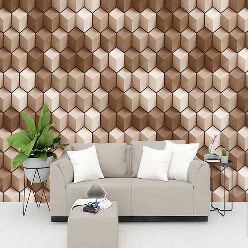 پوستر دیواری سه بعدی مدل زمینه هندسی مکعب های رنگی DVRF2014