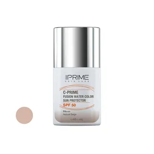 فلوئید ضد آفتاب رنگی پرایم، SPF 50، مدل فیوژن واتر، مناسب انواع پوست  با تنالیته متوسط و حجم 40 میلی لیتر، محافظت‌کننده در برابر  اشعه‌های PA++++ ،UVA ،UVB، دارای فرمولاسیون فاقد چربی، ویتامین سی و آنتی اکسیدان، با ماندگاری 4 ساعته