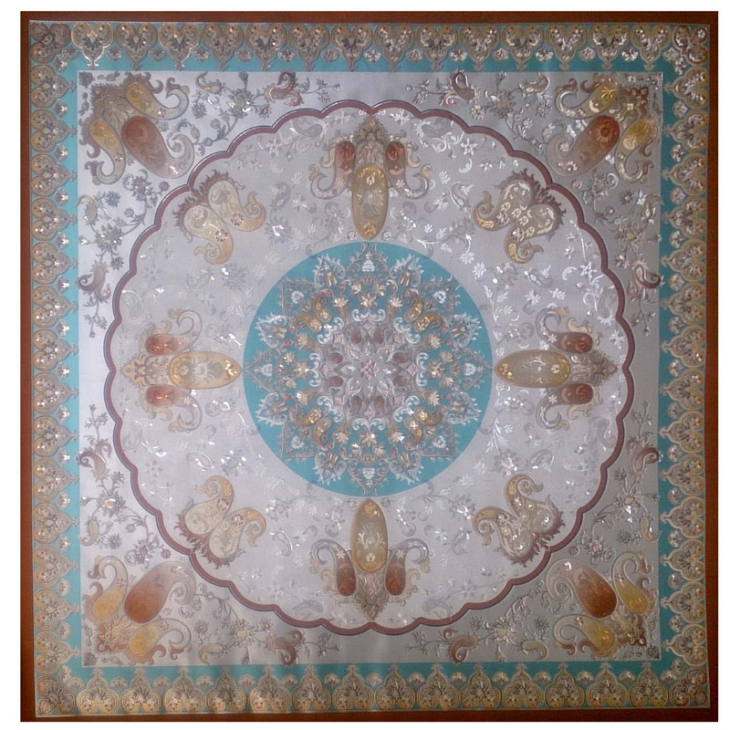 سفره چهار نفره مدل ترمه طلاکوب طرح سیلور کد T-22