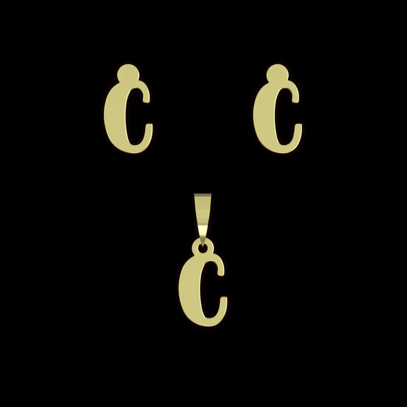 نیم ست طلا 18 عیار زنانه مدوپد مدل حرف C کد NA16603