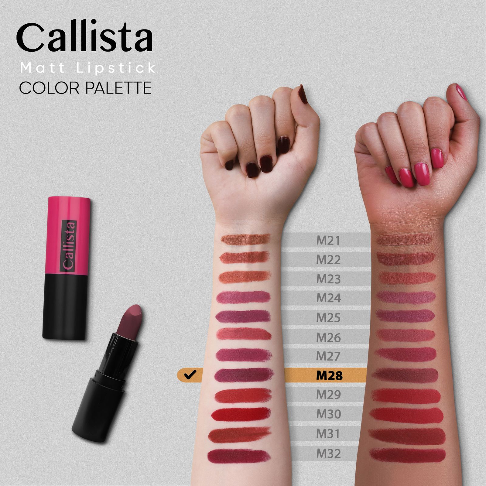 رژ لب جامد کالیستا مدل Matt شماره M28 -  - 2