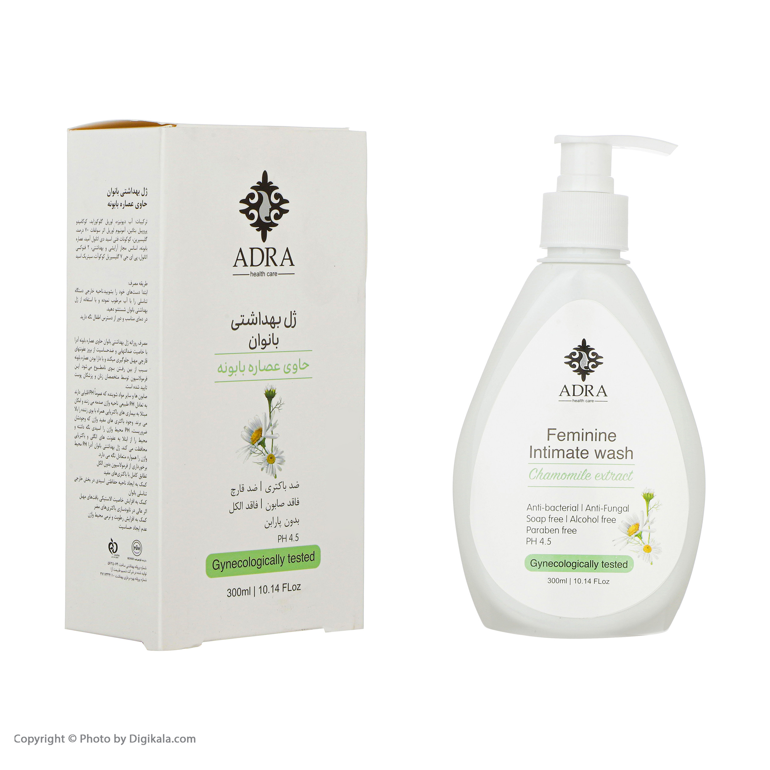 ژل بهداشتی بانوان آدرا مدل بابونه حجم 300 میلی لیتر