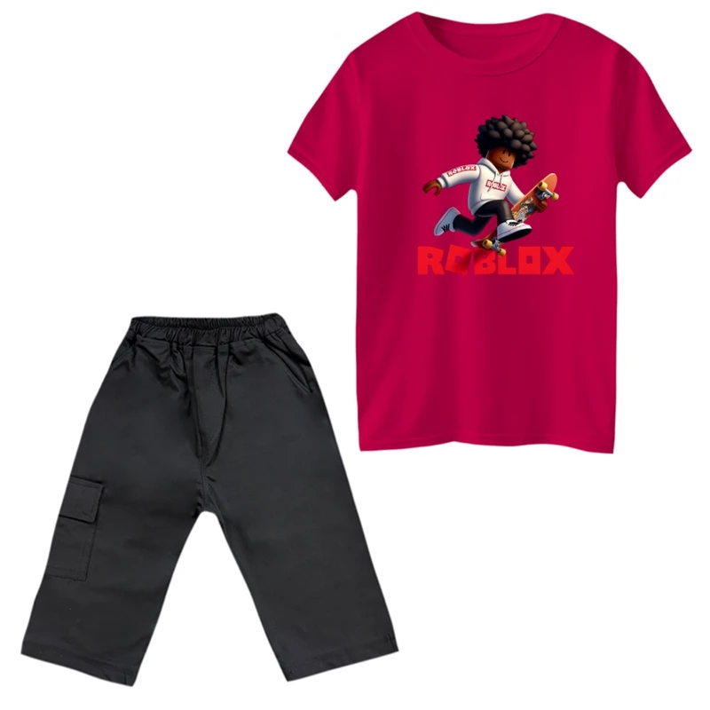 ست تی‌شرت و شلوارک پسرانه مدل روبلاکس کد 6