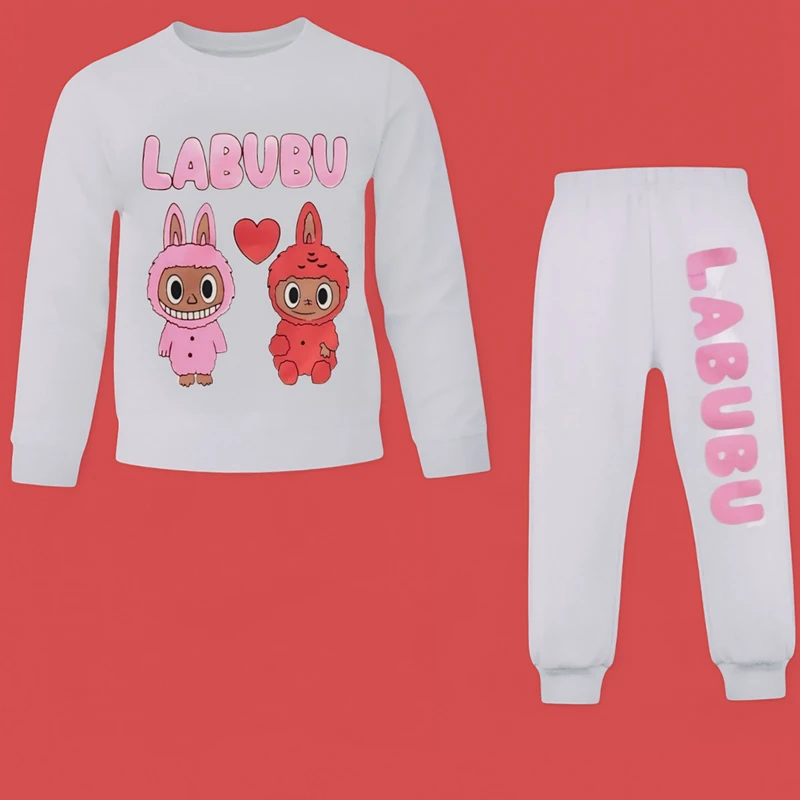 ست سویشرت آستین بلند و شلوار راحتی دخترانه سرینیکو مدل لبوبو کد A10