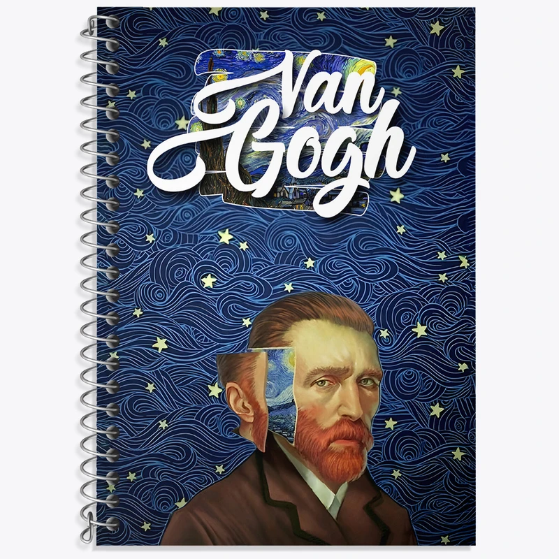 دفتر زبان 50 برگ خندالو مدل سه خط طرح ونسان ونگوگ کد N4171