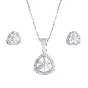 نیم ست نقره زنانه مدل گل کد M1207s