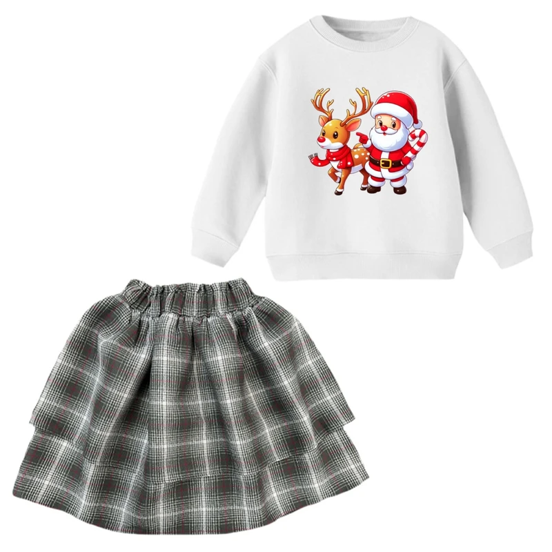 ست سویشرت و دامن دخترانه مدل کریسمس کد 05