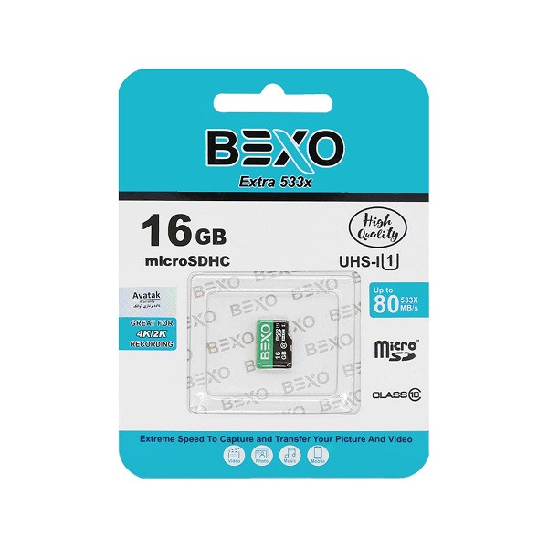 کارت حافظه‌ microSDHC بکسو مدل Extra کلاس 10 استاندارد UHS-I U1 سرعت 80MBps ظرفیت 16 گیگابایت