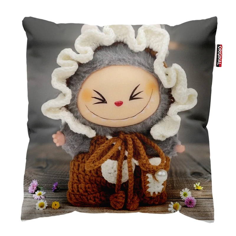 کوسن پاد آفرین مدل عروسک لبوبو کد PK401688 سایز 40*40 سانتی متر