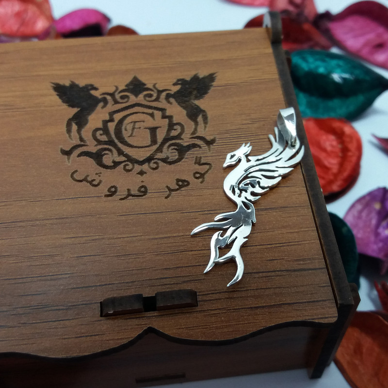 آویز گردنبند نقره مدل سیمرغ