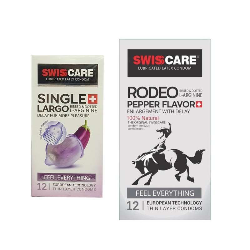 کاندوم سوئیس کر مدل Largo بسته 12 عددی به همراه کاندوم سوئیس کر مدل RODEO بسته 12 عددی